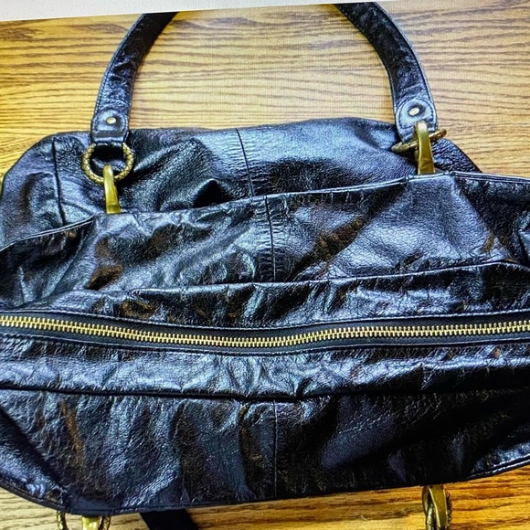 Elliott Lucca Black Woven Soft Leather Shoulder Bag Tote Purse Handbag - Picture 4 of 5